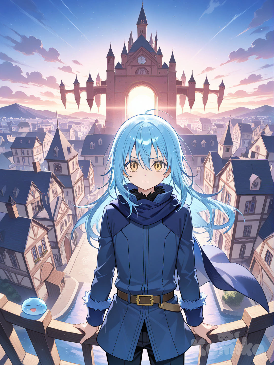 Rimuru tempest sur un château volant 