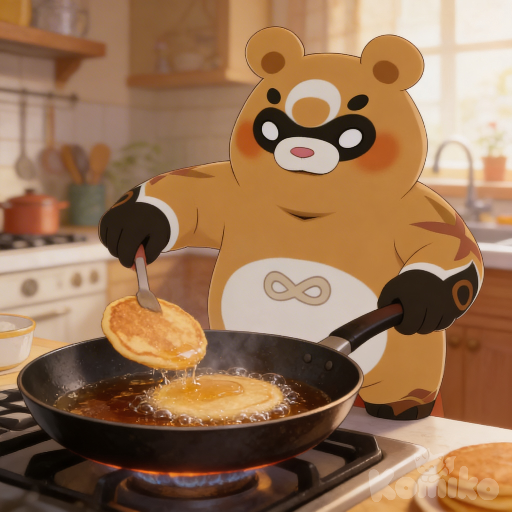 Гоба готовит блины