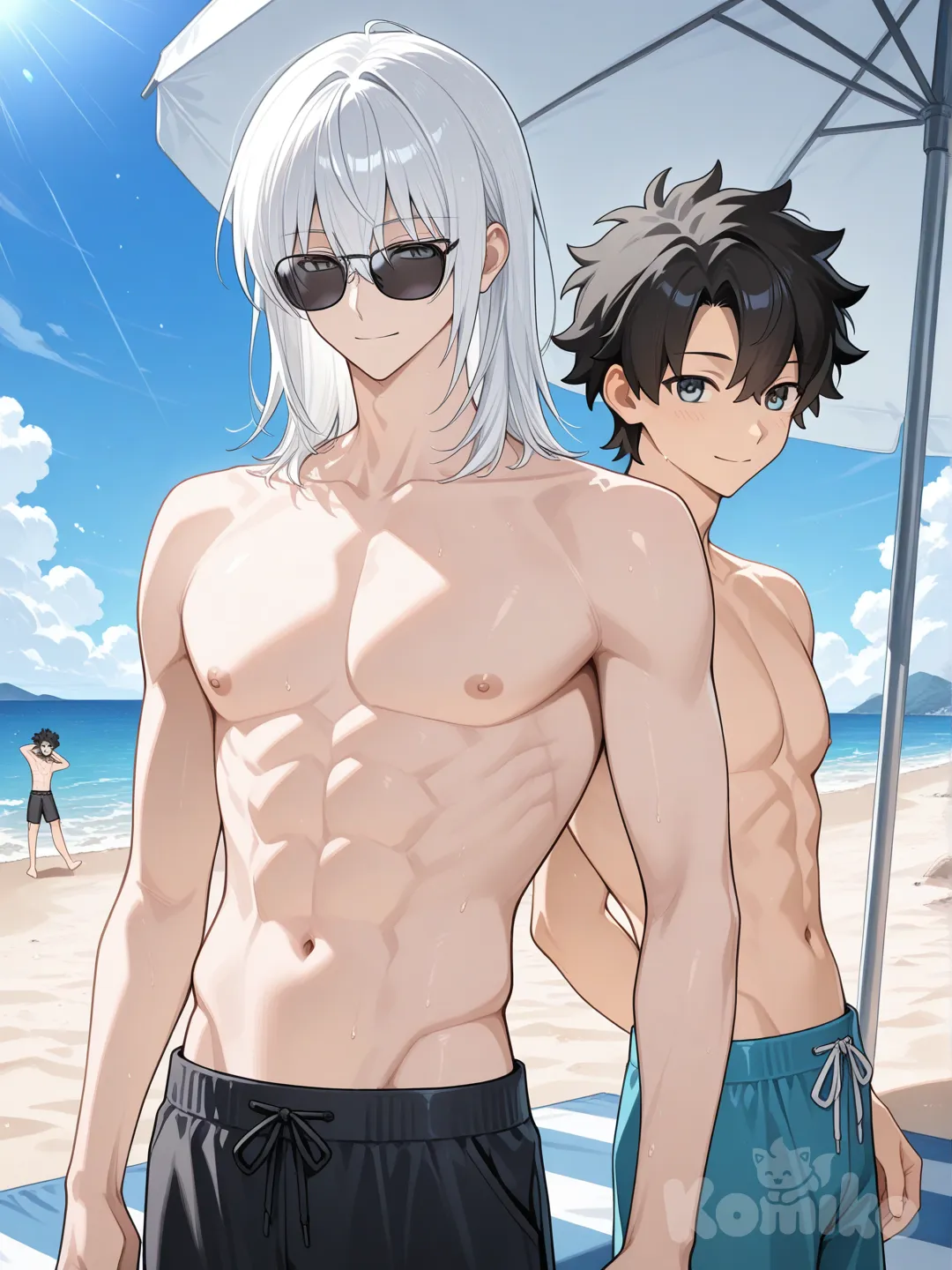 Bros on the Beach (ignore the photobomber)