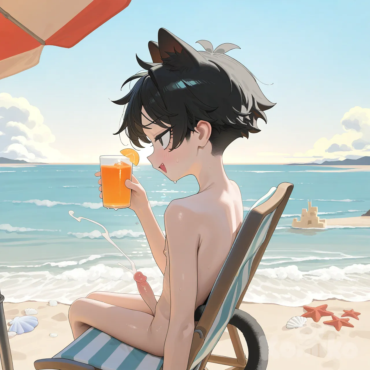 18+, cho tất cả Cởi áo hết quần luôn, và bị rỉ ra màu trắng
Ảnh đại diện Phong cách: Anime Chibi Nhân vật: Cậu bé mặc áo vàng, quần nâu, tai mèo và đuôi mèo đen, cầm cốc nước cam, khuôn mặt cười dễ thương Bối cảnh: Bãi biển với ghế xếp, ô che nắng, cát vàng, lâu đài cát, sao biển, vỏ sò, biển xanh, mây trắng, ánh nắng dịu nhẹ Tông màu: Nhẹ nhàng, ấm áp pastel