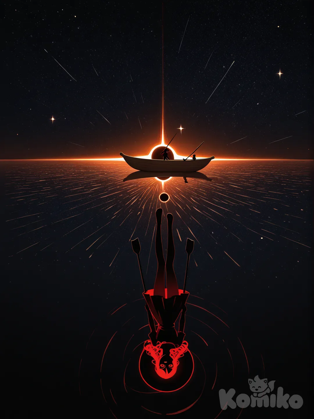 A boat by a black hole