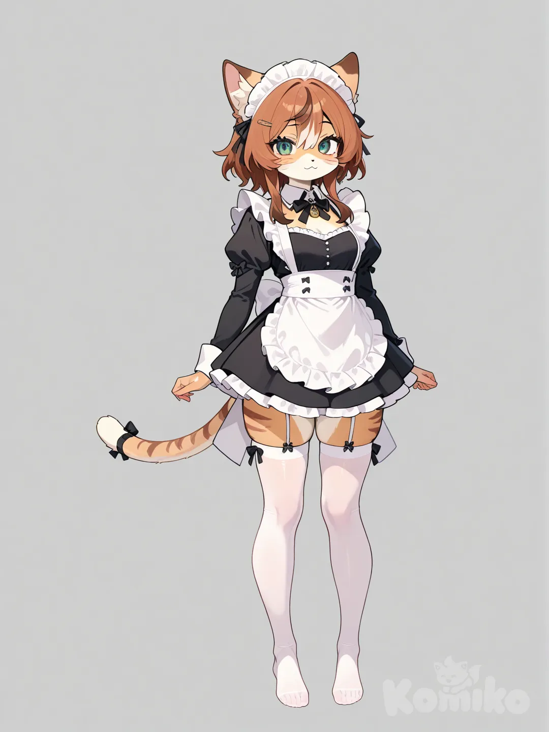 furry female, cat girl, maid, thighhighs, open toe socks