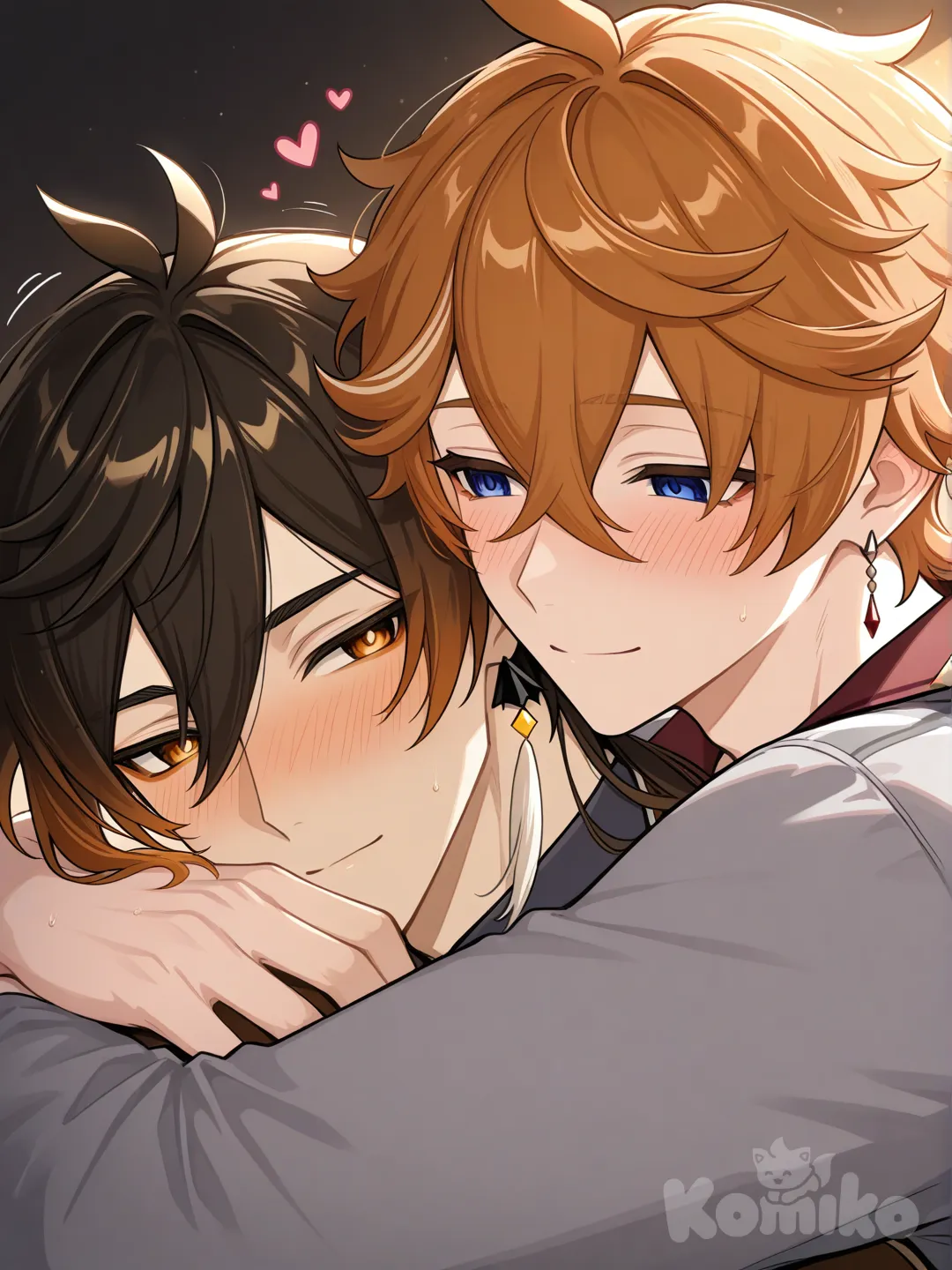 @Tartaglia_(Genshin_Impact), @Zhongli_(Genshin_Impact), love_triangle, threesome, love, couple