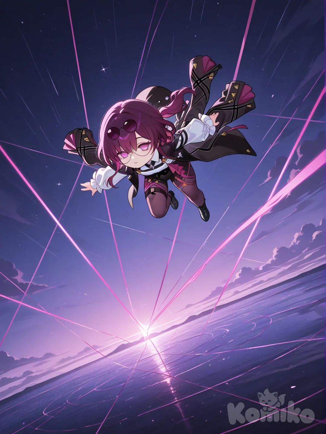 kafka (honkai: star rail), kid, wide shot