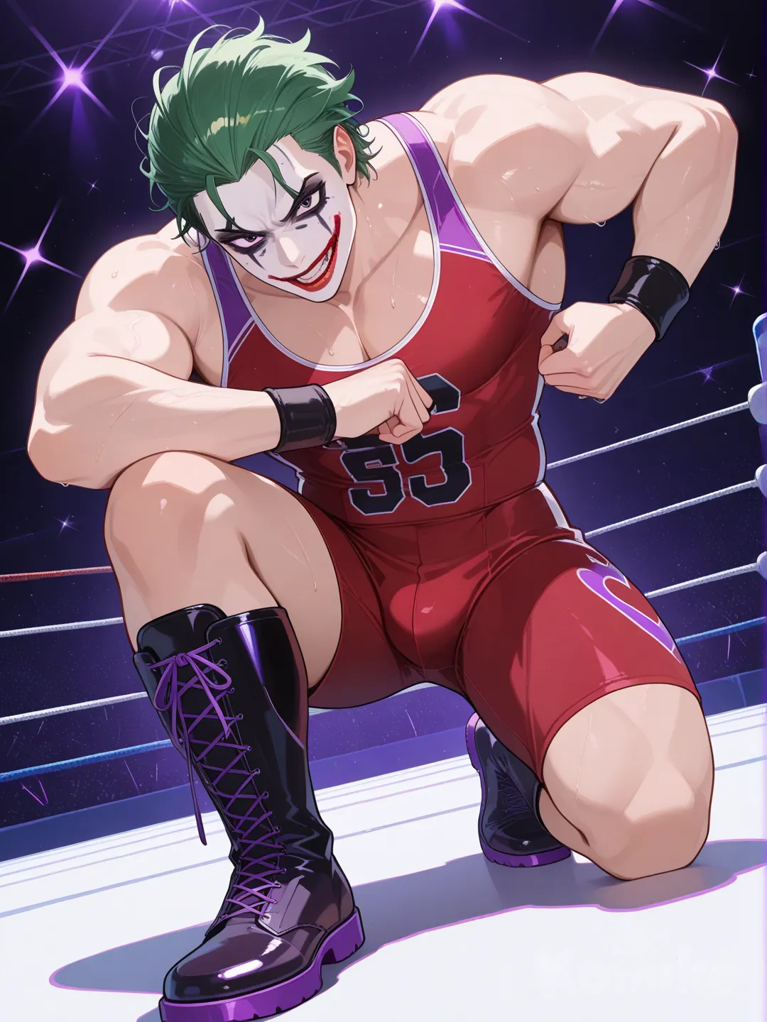 UN LUCHADOR DE WRESTLING MAQUILLADO COMO EL JOKER