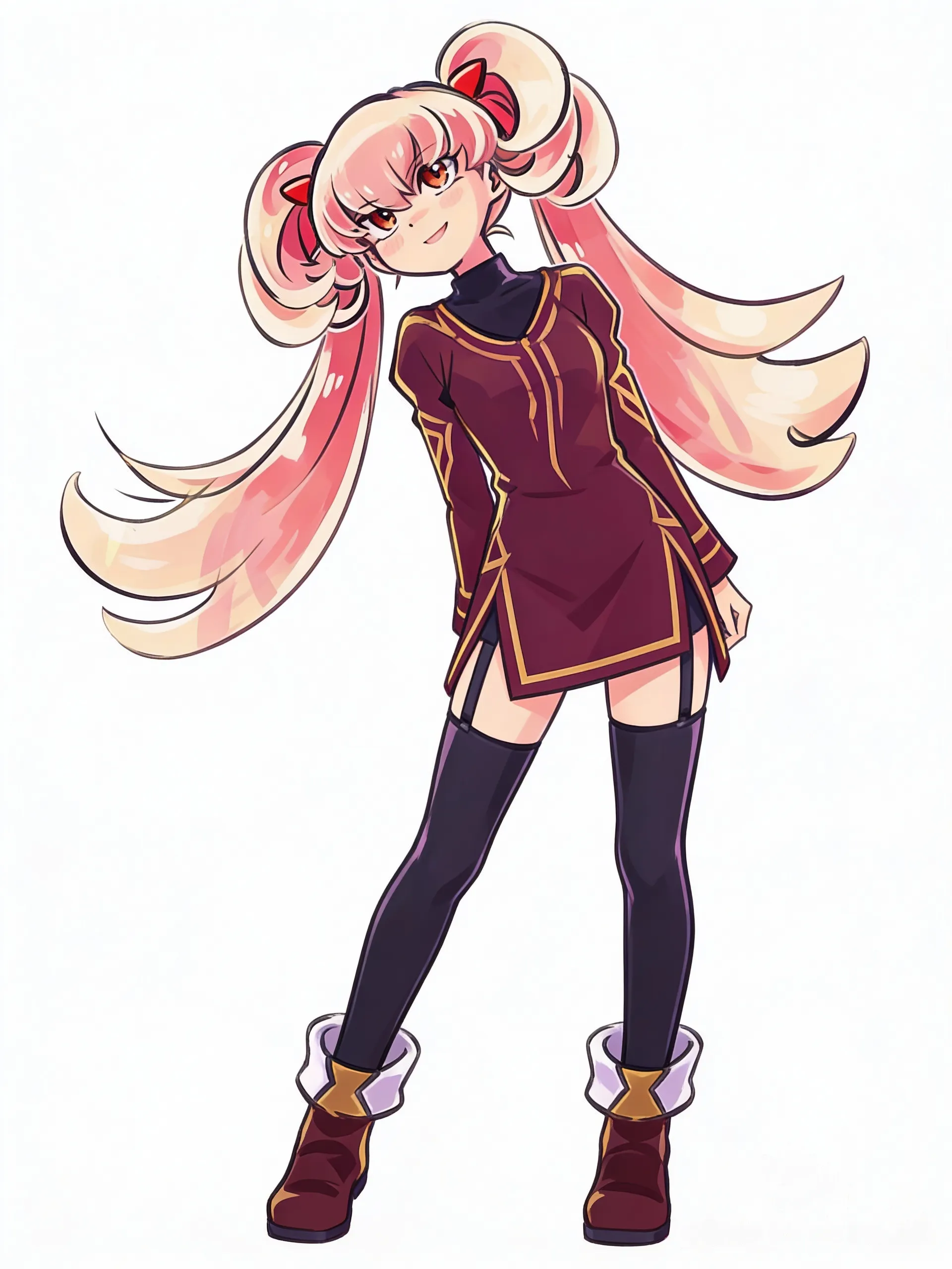 Centurión primera-aka TALLIE KESERAN Trigger style, studio trigger , head tilt, smile, white background, standing