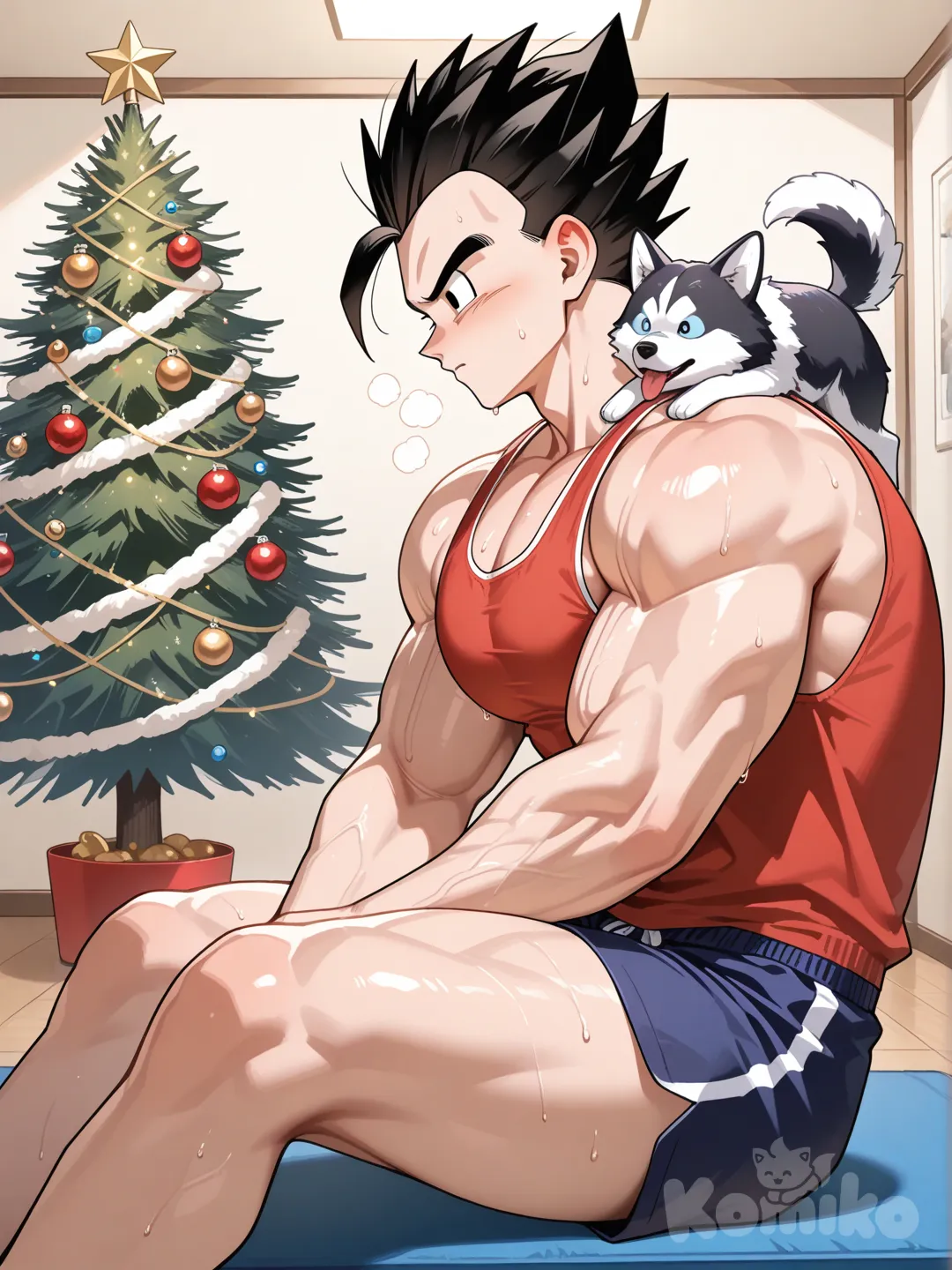 Gohan workout time with pup