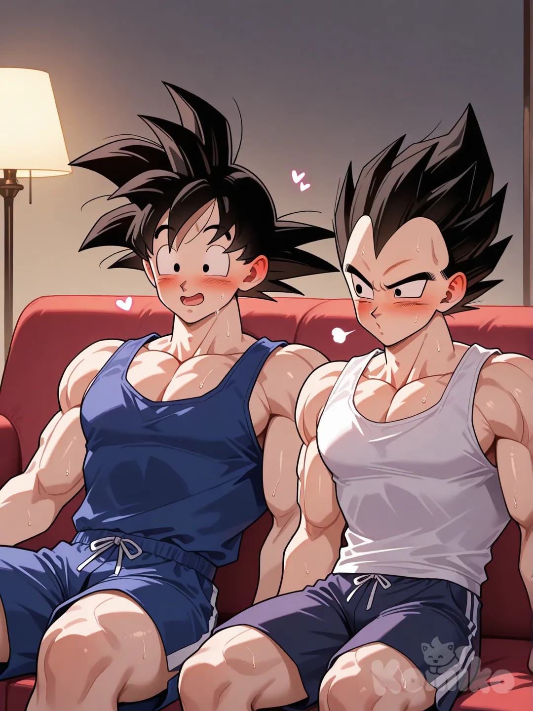 Goku and Vegeta watching something exciting