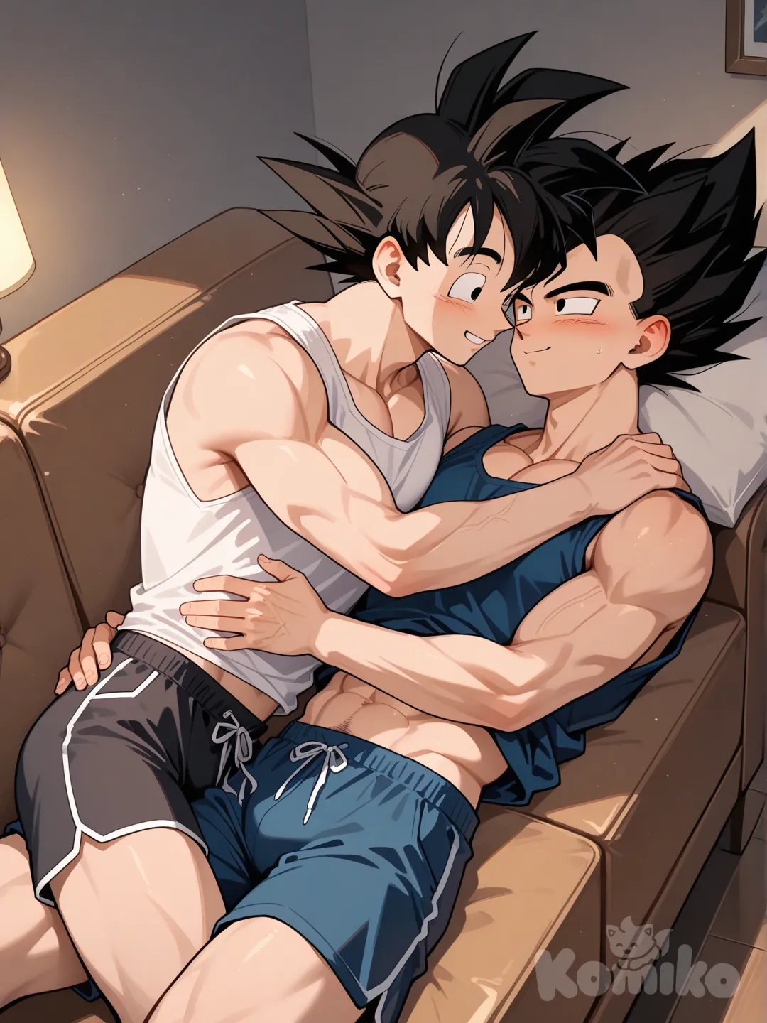 Goku and Vegeta on couch