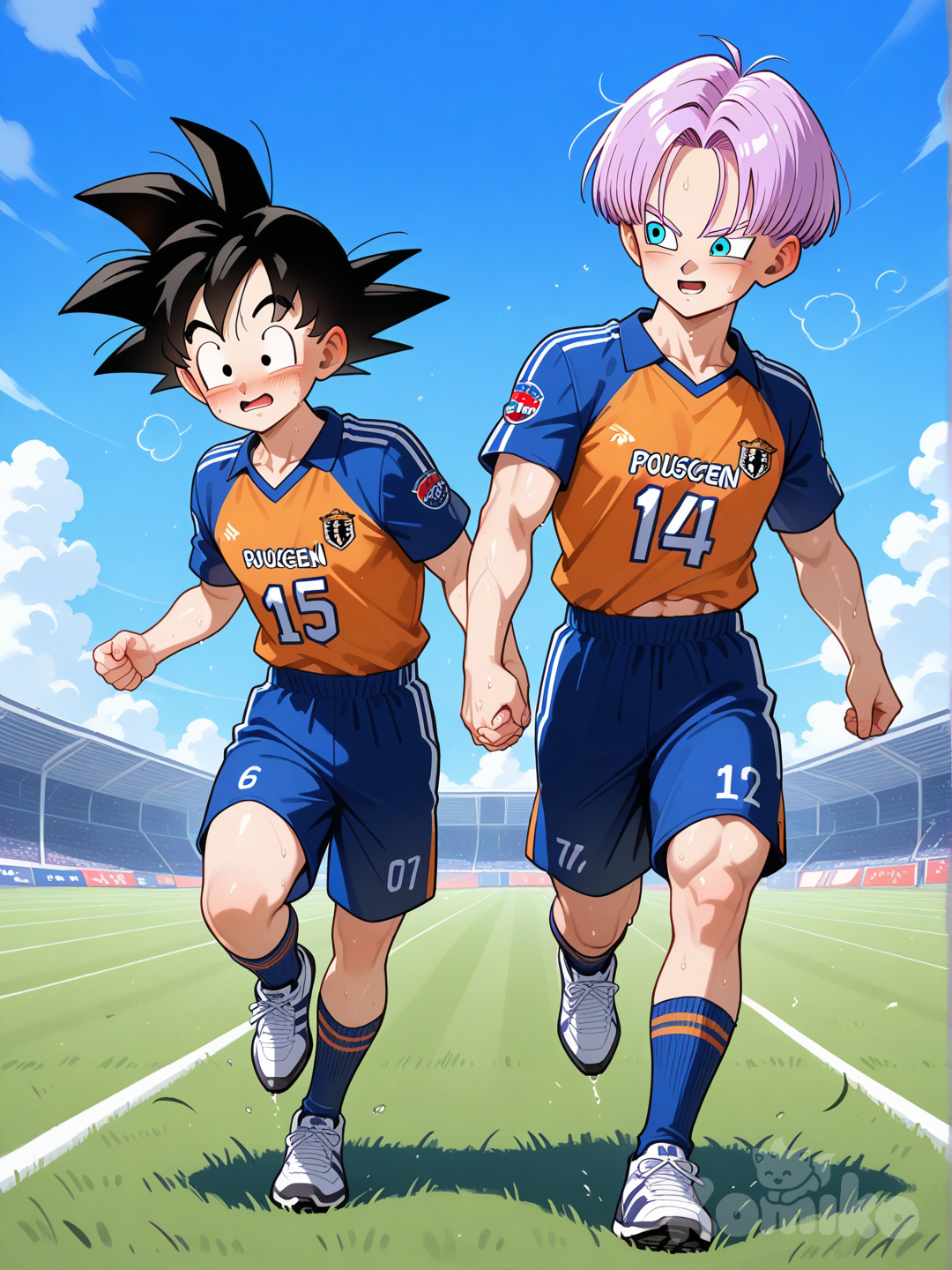 Soccer with Trunks and Goten