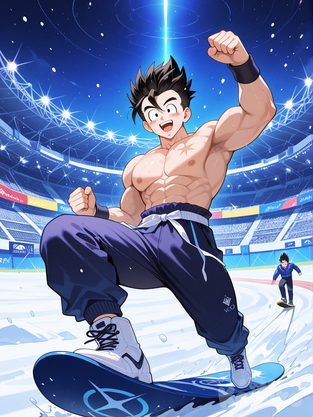 Gohan snowboarding
