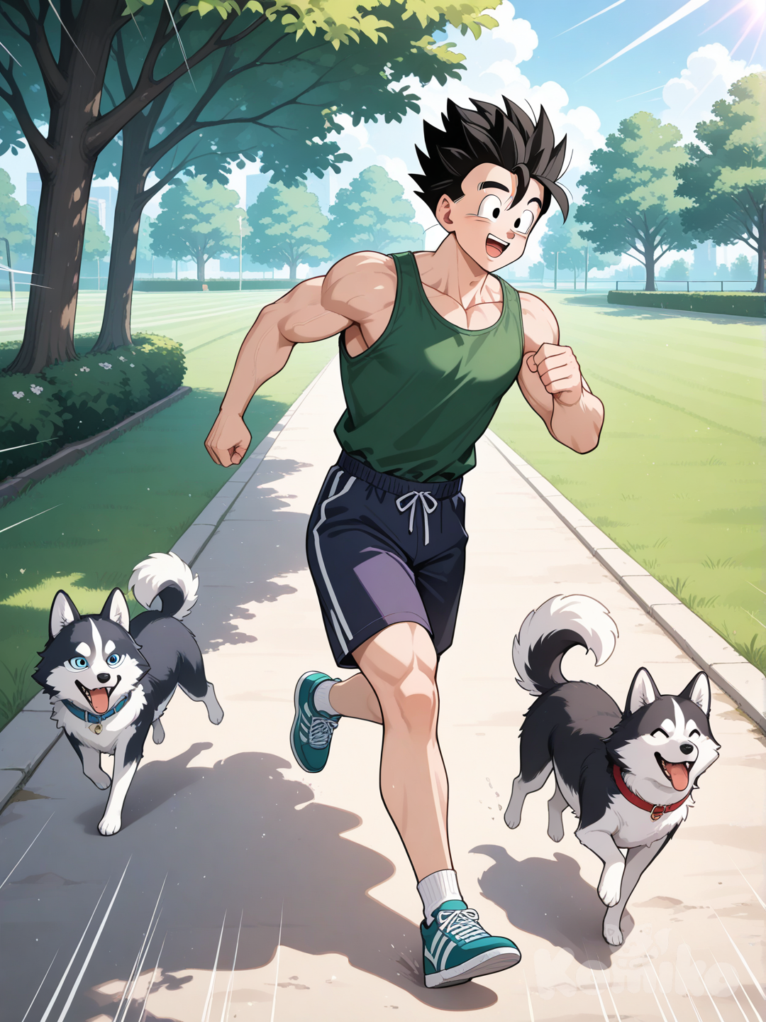 Gohan and his huskies