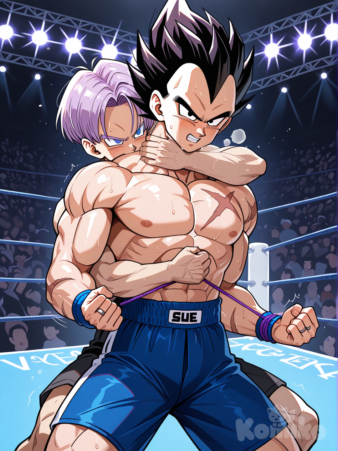 Trunks and Vegeta wrestling match