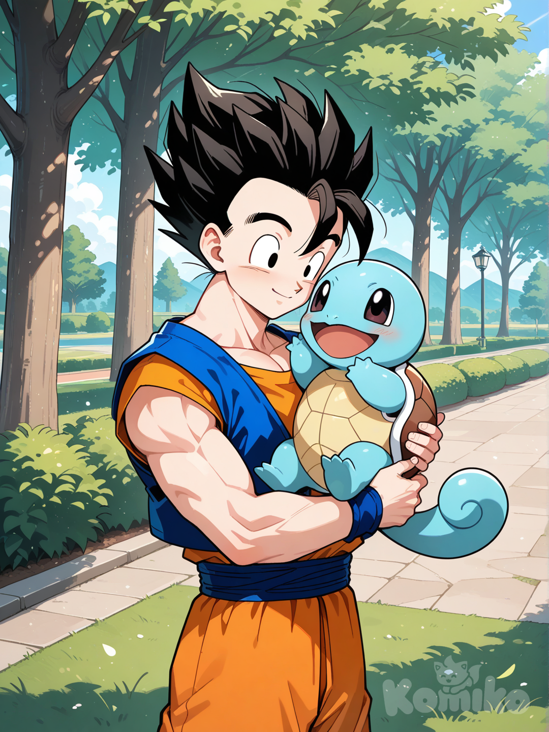 Gohan and Squirtle in park