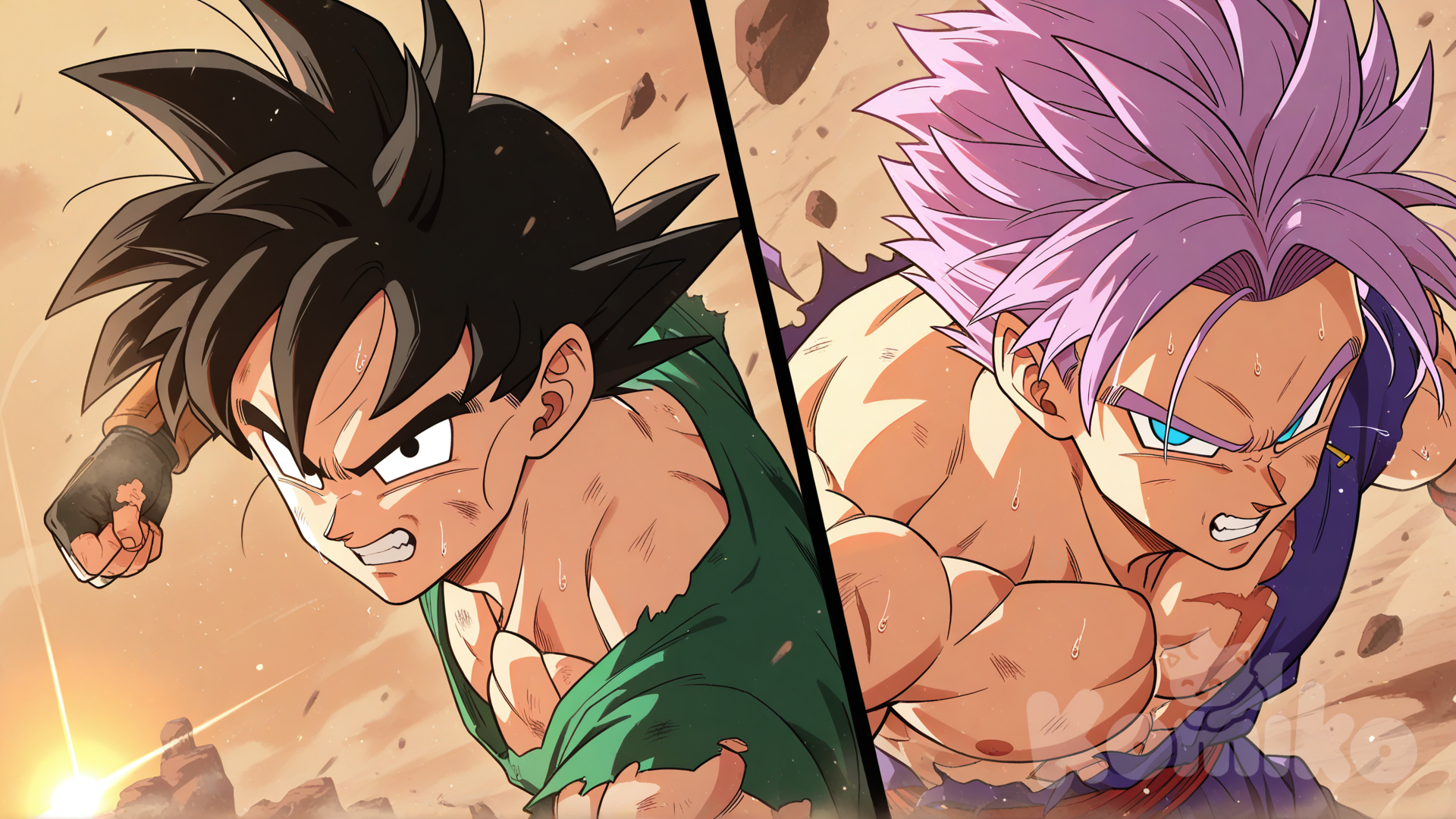 Goten and Trunks fighting