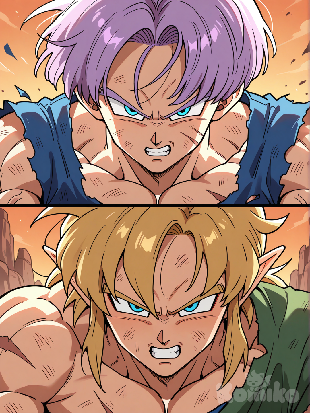 Trunks and Link ready for a fight