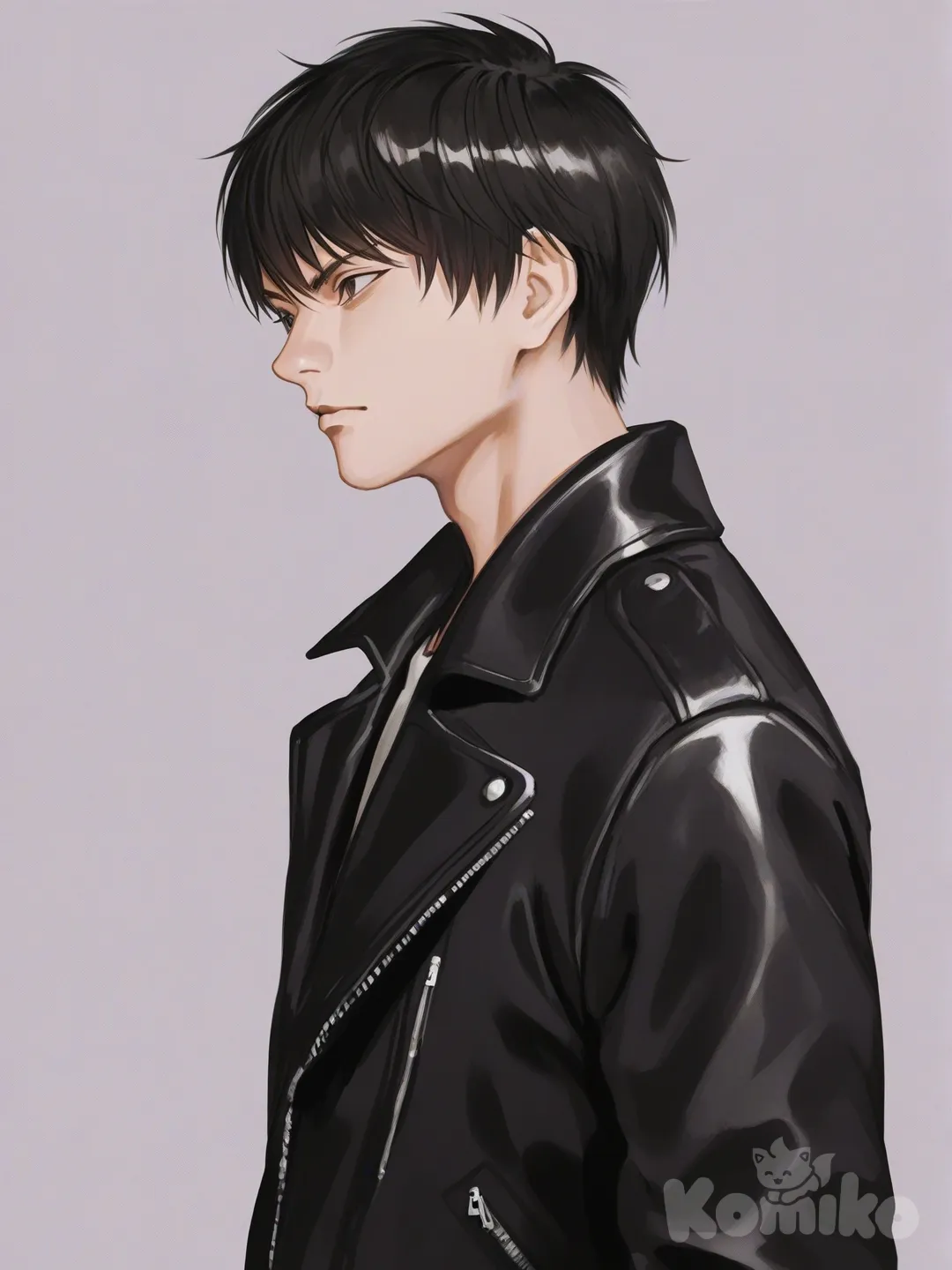 no smiling, no wide open mouth, no exaggerated facial expressions, no dramatic pose, no bright background clutter, no heavy accessories, no unrealistic proportions, no vibrant overly saturated colours, no text or watermark.”, 1boy, [serious-man-style], leather jacket
