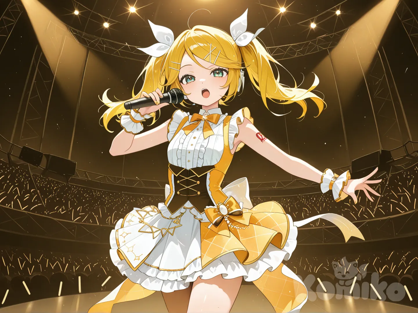 Kagamine Rin Singing at concert. 