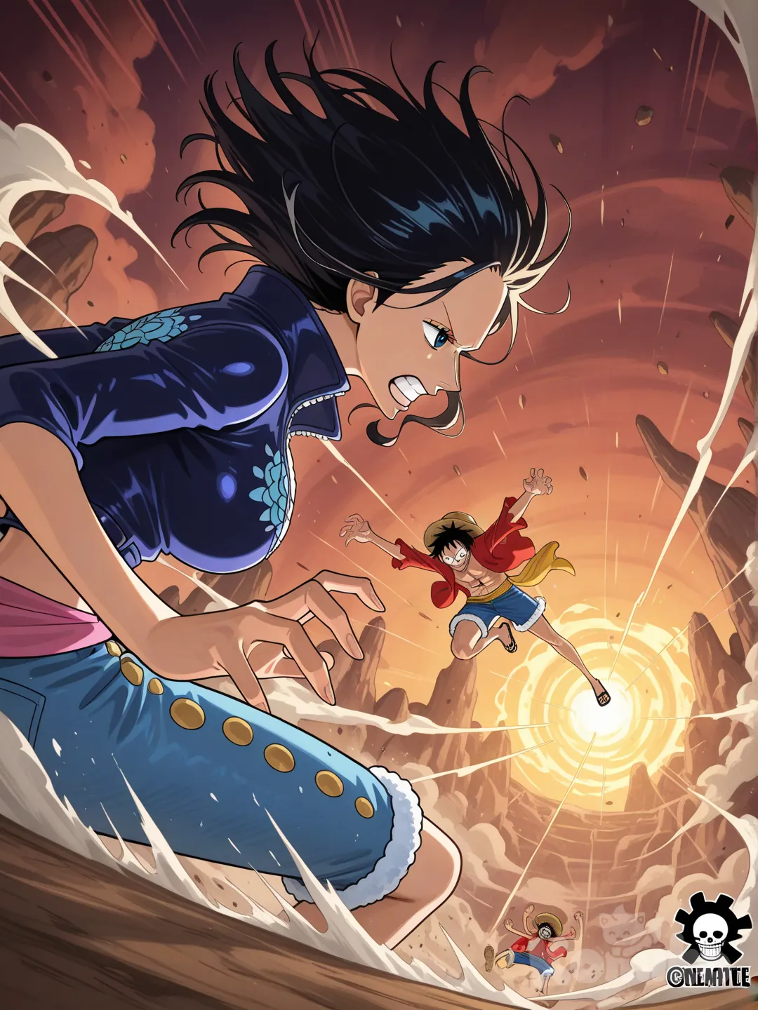 @Monkey_D._Luffy, @Nico_Robin,在战斗