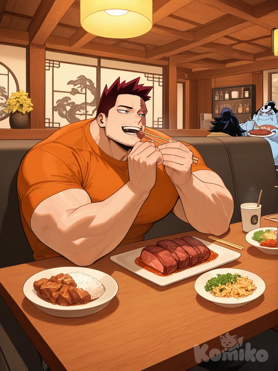 @Jinbe_(One_Piece), @Endeavor_(Boku_No_Hero_Academia)，一起吃饭