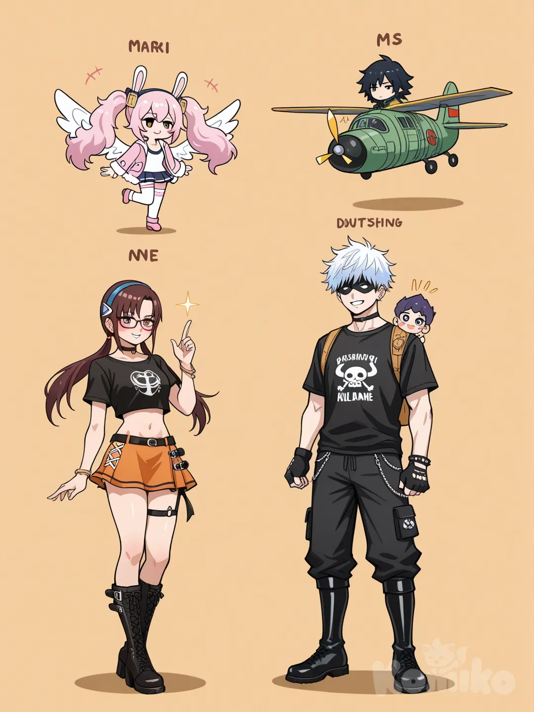 1boy, @Ganyu_(Genshin_Impact), @Mira, @Alastor_The_Radio_Demon, @Tomioka_Giyuu, @Ashido_Mina, @Makinami_Mari_Illustrious, @Hop_(Pokemon), @Gojou_Satoru, @Nami_(One_Piece), @Kurimanju, @Bombardiro_Crocodilo, @Hulkling, @Batman, @Laffey_(Azur_Lane)