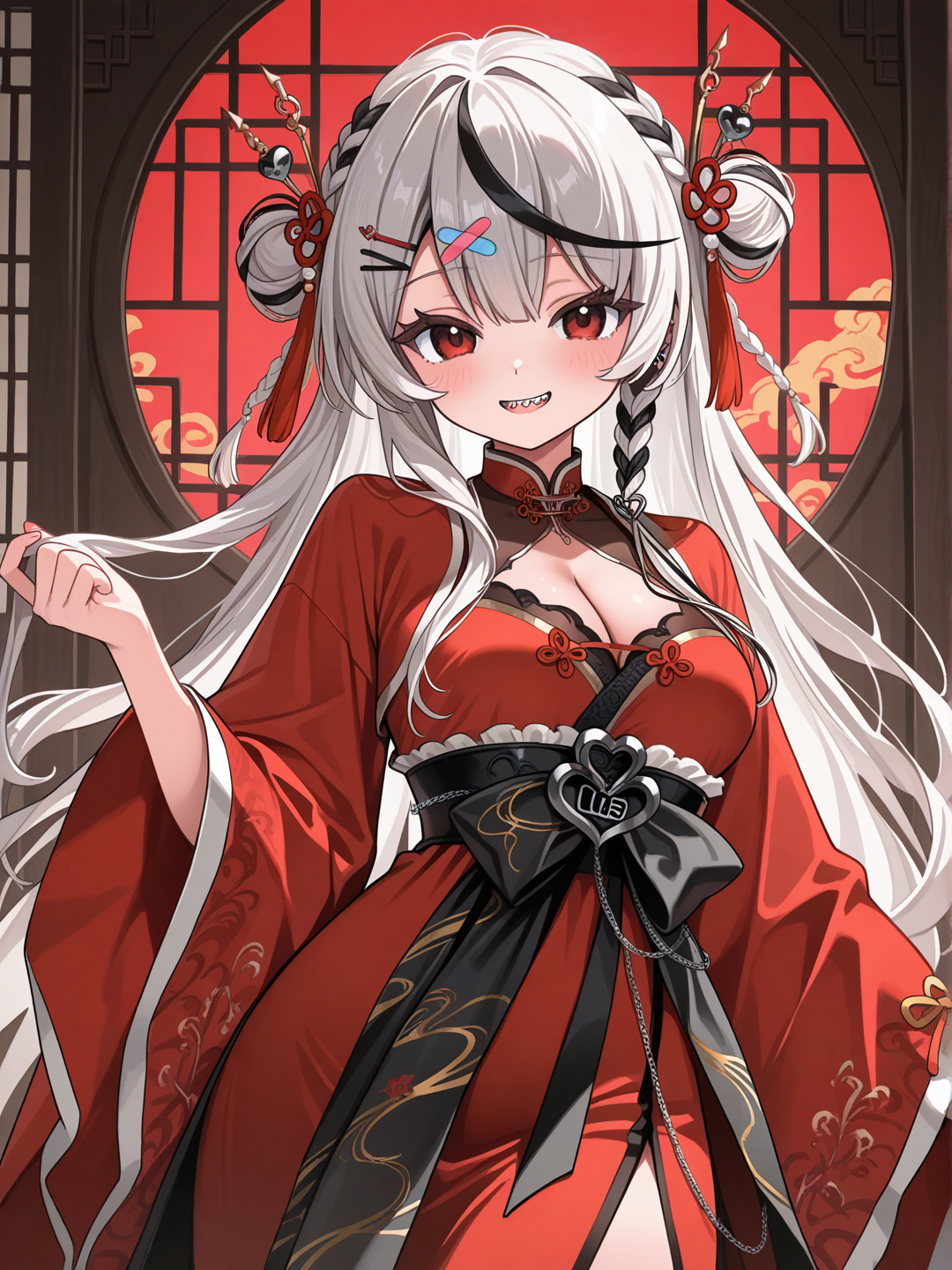 sakamata chloe, red hanfu