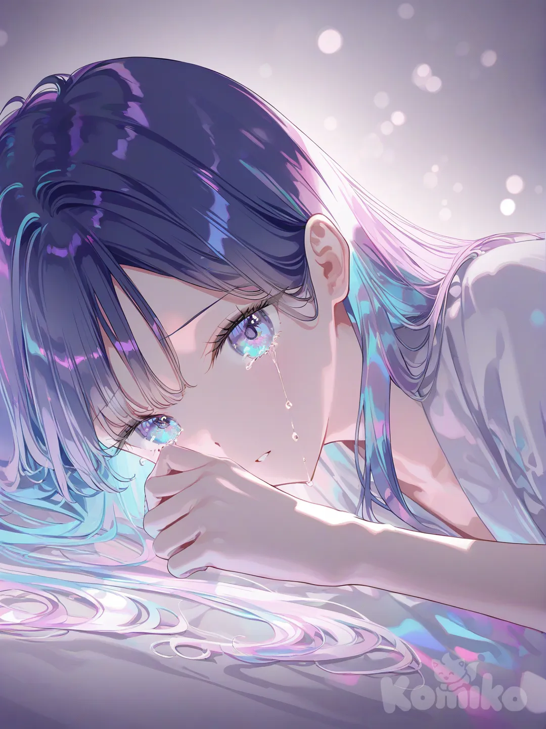 @Nefertari_Vivi, lie on stomache, wiping tears, [iridescent-style]