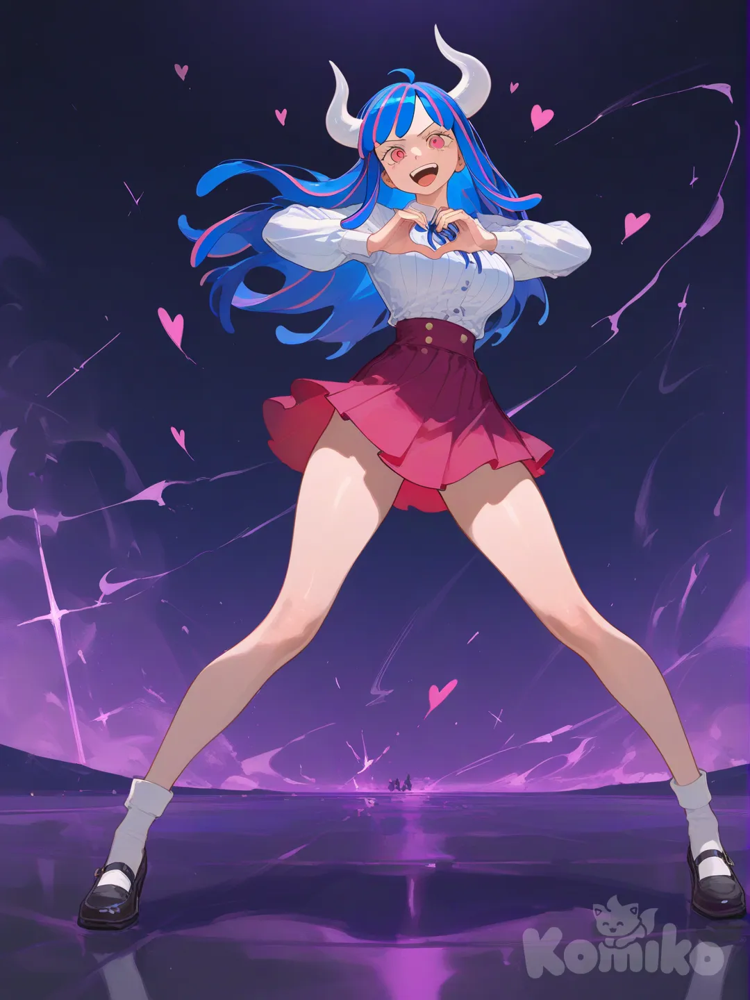 @Ulti_(One_Piece), heart hands, singing, full body, [soft-shading-style]