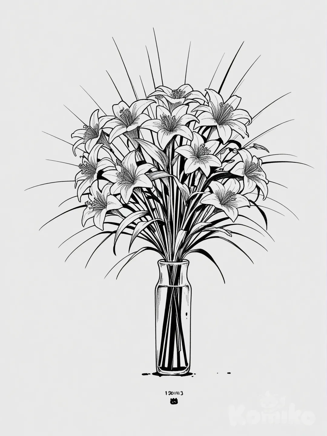 ink drawing of flowers