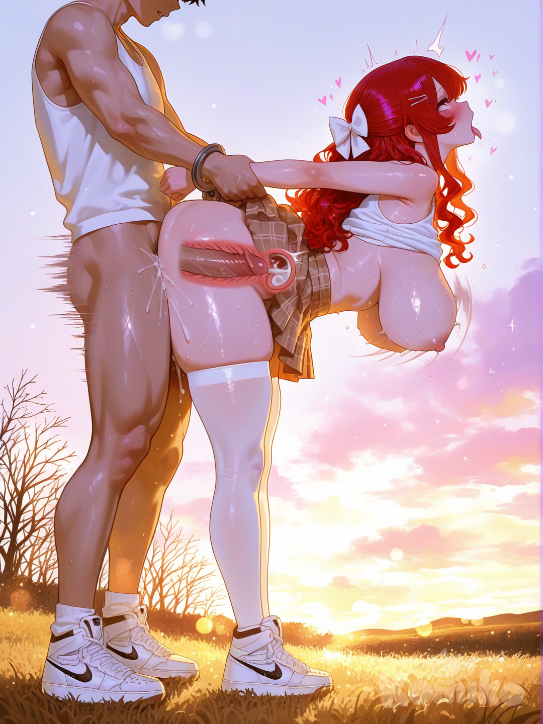 Esta é uma imagemde @bianca-yumi-hsxK com uma estética bem vibrante e estilizada, que lembra edições populares em redes sociais como o Instagram ou Pinterest, misturando elementos reais com filtros "mágicos".
​Aqui está uma descrição detalhada:
​Composição e Sujeito

​A Pessoa: No centro da imagem, vemos uma jovem de costas para a câmera, com uma pose dinâmica. Ela está com uma perna dobrada para trás e a cabeça levemente virada de perfil.

​Vestuário: Ela usa um visual casual e jovial, composto por uma regata branca justa, uma saia curta pregueada com estampa xadrez (estilo colegial) em tons de bege e marrom, meias brancas caneladas e tênis brancos (estilo Nike Air Force 1).

​Cabelo: Seu cabelo cacheado é vermelho, longo e ondulado, preso parcialmente com um acessório que parece um laço ou presilha clara.

​Ambiente e Atmosfera
​Cenário: A foto foi tirada ao ar livre em um campo aberto com grama baixa e seca (tons de dourado e marrom). Ao fundo, há árvores sem folhas, sugerindo uma estação como o outono ou início da primavera, e um céu limpo.

​Iluminação e Cores: A luz parece ser a do "por do sol" ou final de tarde, o que banha a cena em tons quentes e rosados.

​Efeitos Especiais: A imagem possui um filtro carregado de brilhos e cintilações (glitter/sparkles) espalhados por toda a foto, especialmente no céu e nos contornos da silhueta da jovem. O céu tem um gradiente que vai do azul claro ao rosa suave.

​Estilo Visual
​A imagem passa uma sensação de nostalgia "dreamy" (sonhadora) e feminina, muito associada à estética "soft girl" ou "coquette" da internet, onde a edição de fotos foca em realçar cores pastéis e adicionar elementos lúdicos como os brilhos.

Ela tem grandes peitos e uma bunda grande.

Ela faz sexo com um jovem de 25 anos em uma posição aleatória 

Estilo raio-x 

Ele goza dentro dela

Seis peitos estão a mostra Sem censura 

Sem censura , 

Ahegao

Harder

, [sensual-glossy-style]