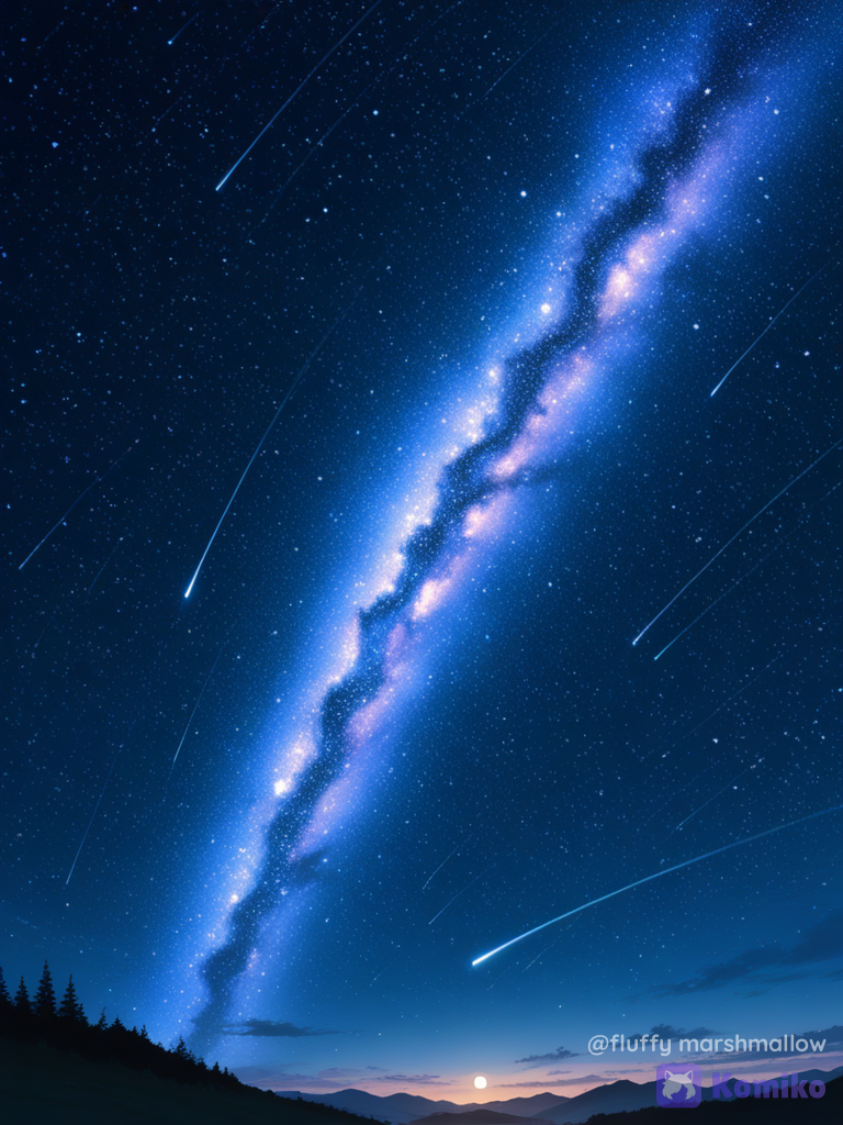 Night sky full of stars and moon