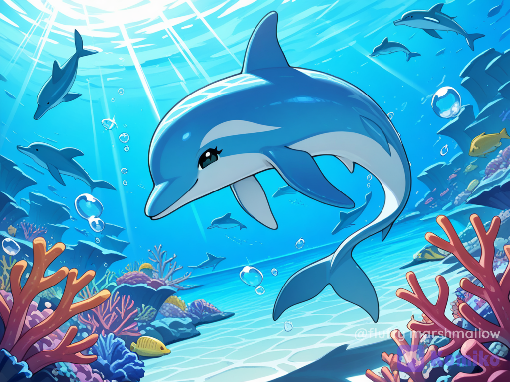 Cute dolphin, ocean, sparkle