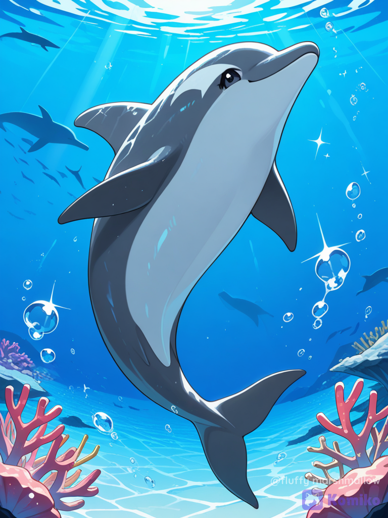 Cute dolphin, ocean, sparkle