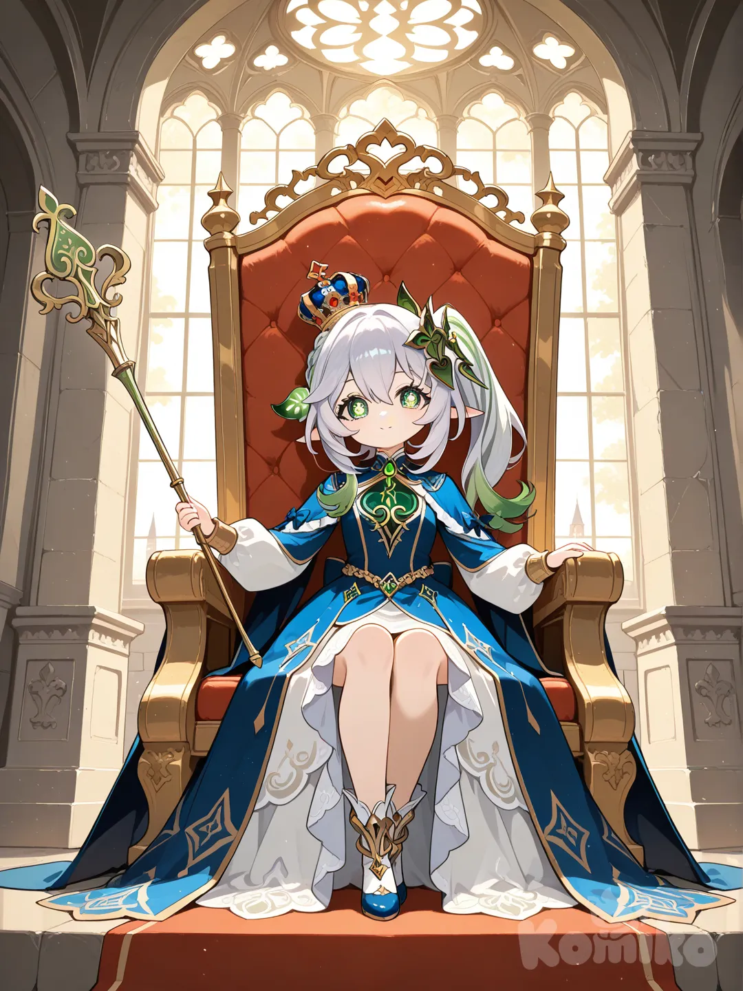 @Nahida_(Genshin_Impact) rainha no trono , castle