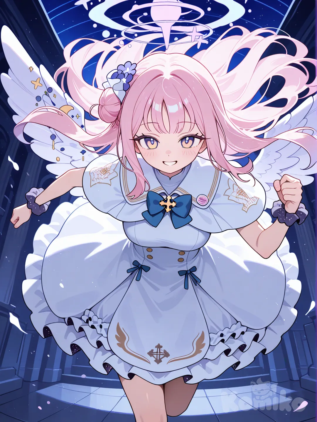 mika (blue archive), happy, running,high-res