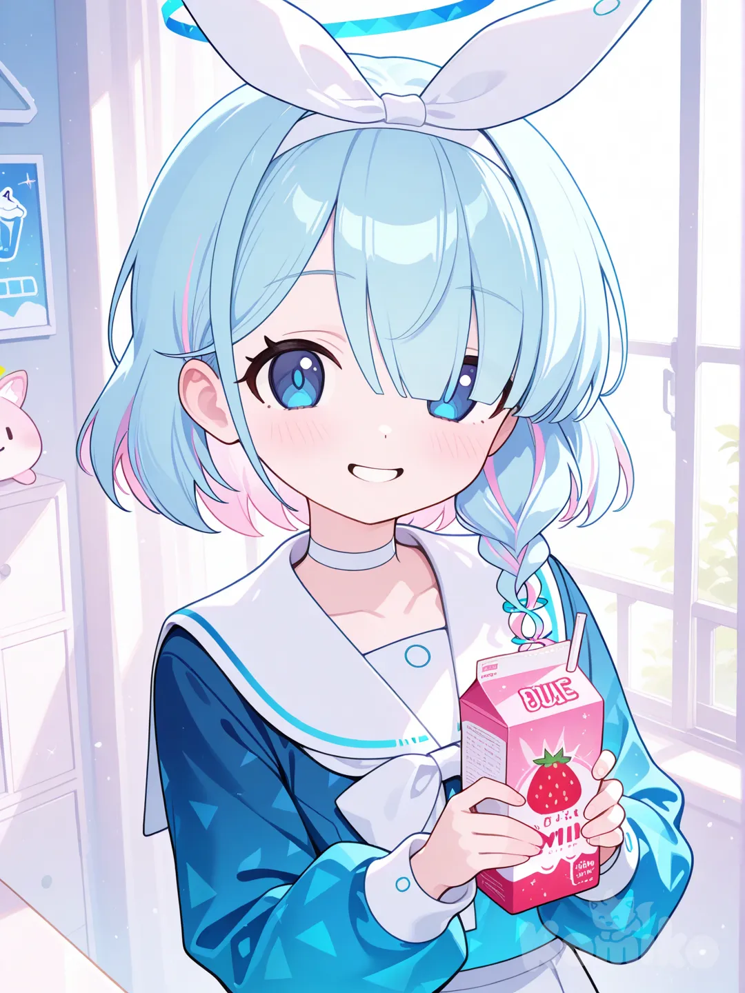 arona (blue archive), strawberries milk