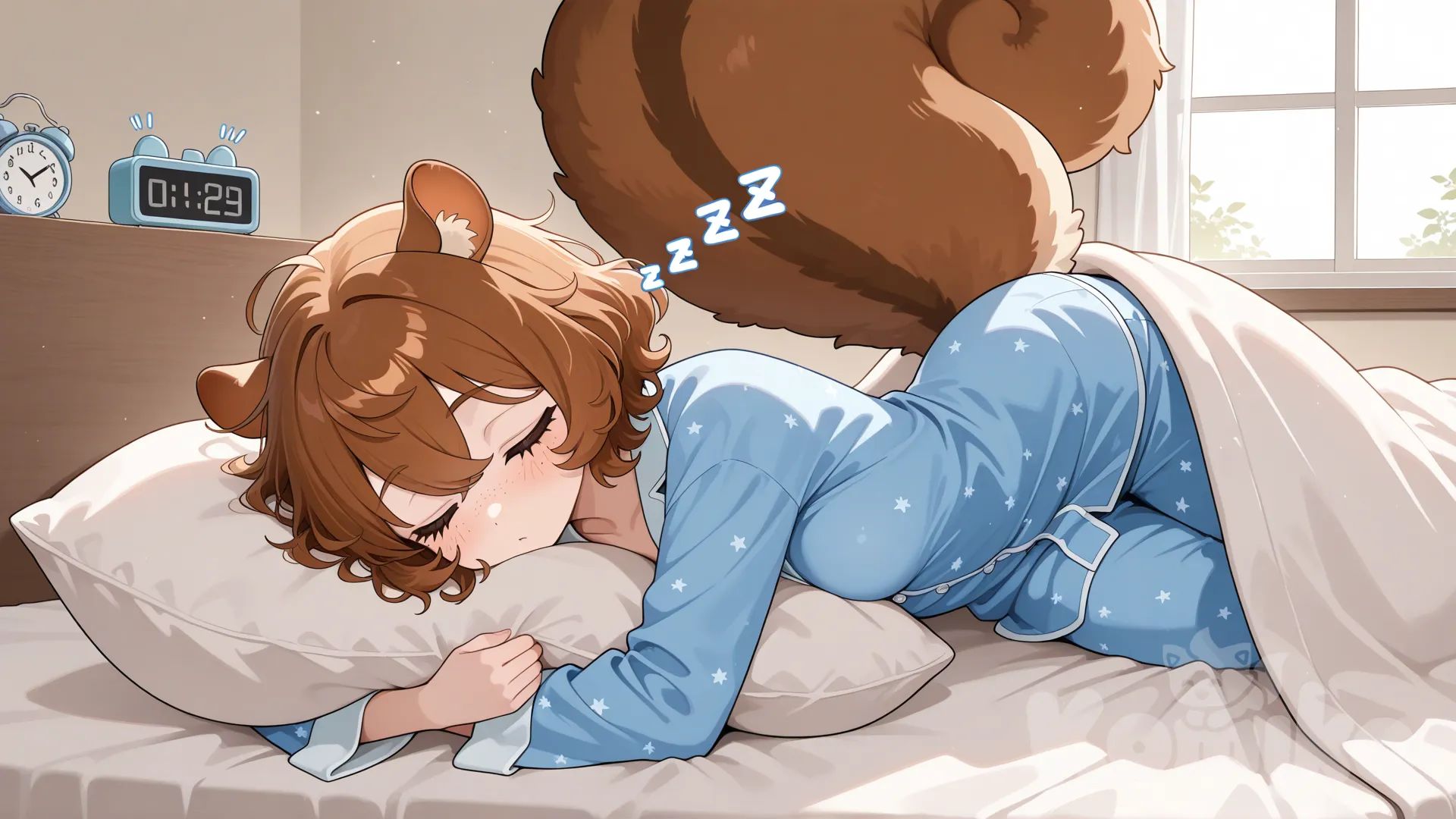 Fille-écureuil qui a un peu de mal à se lever