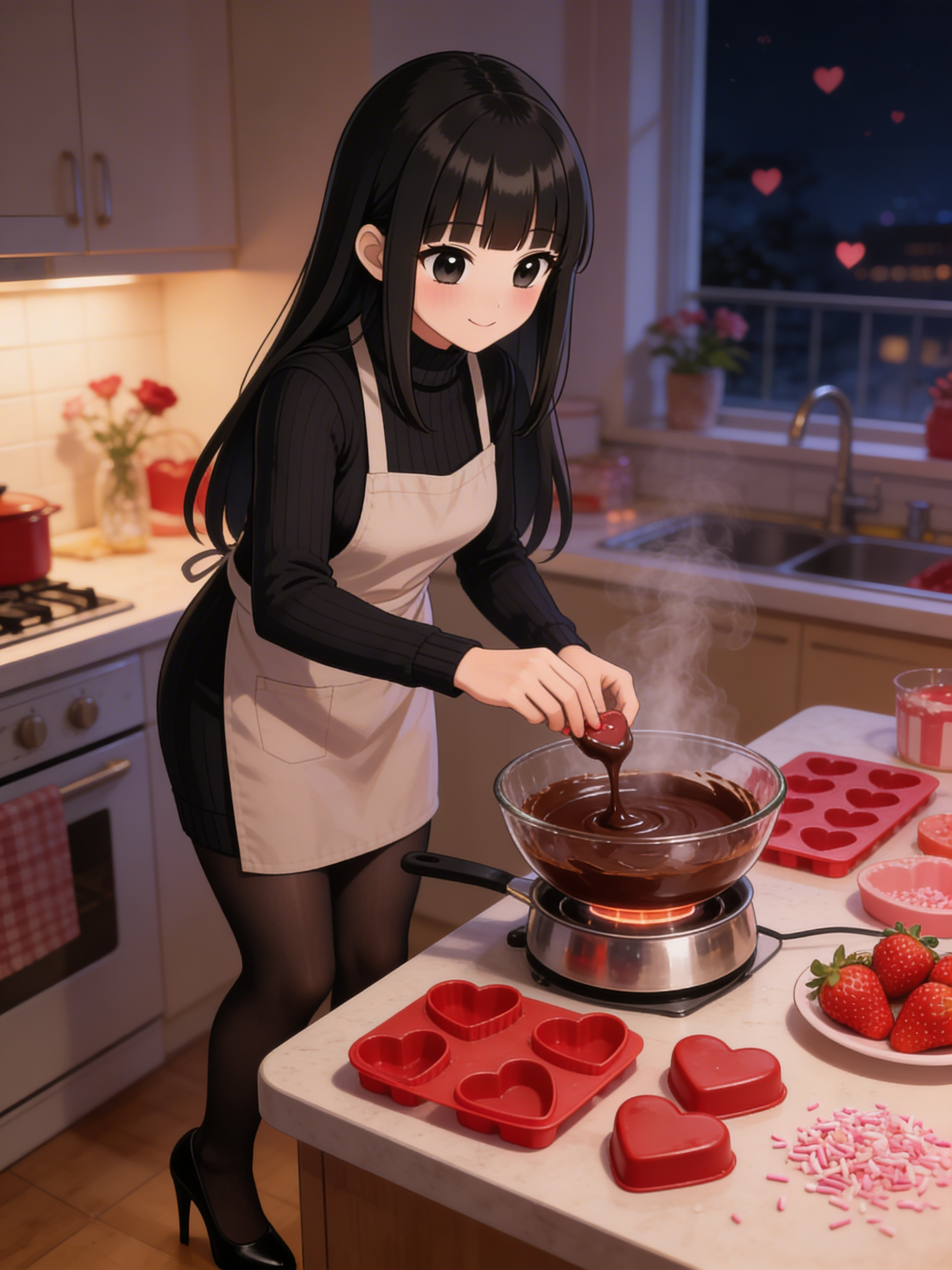 バレンタインデーチョコを作る千夜ちゃん🍫💗