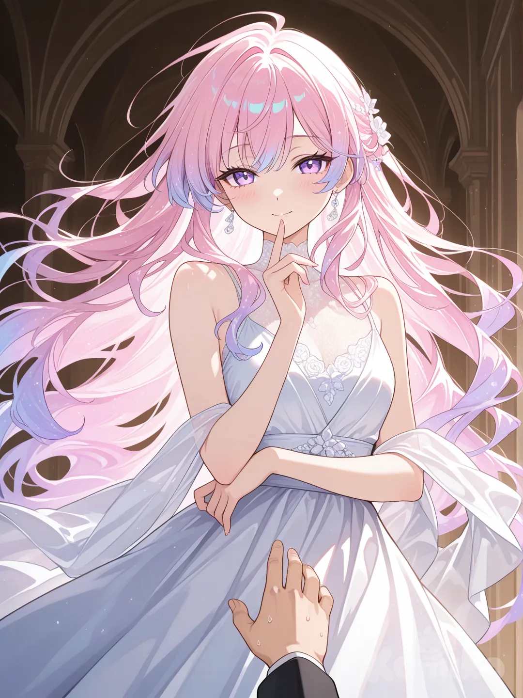 anime girl, elegant pose, beautiful anime artwork, illustration, 1boy