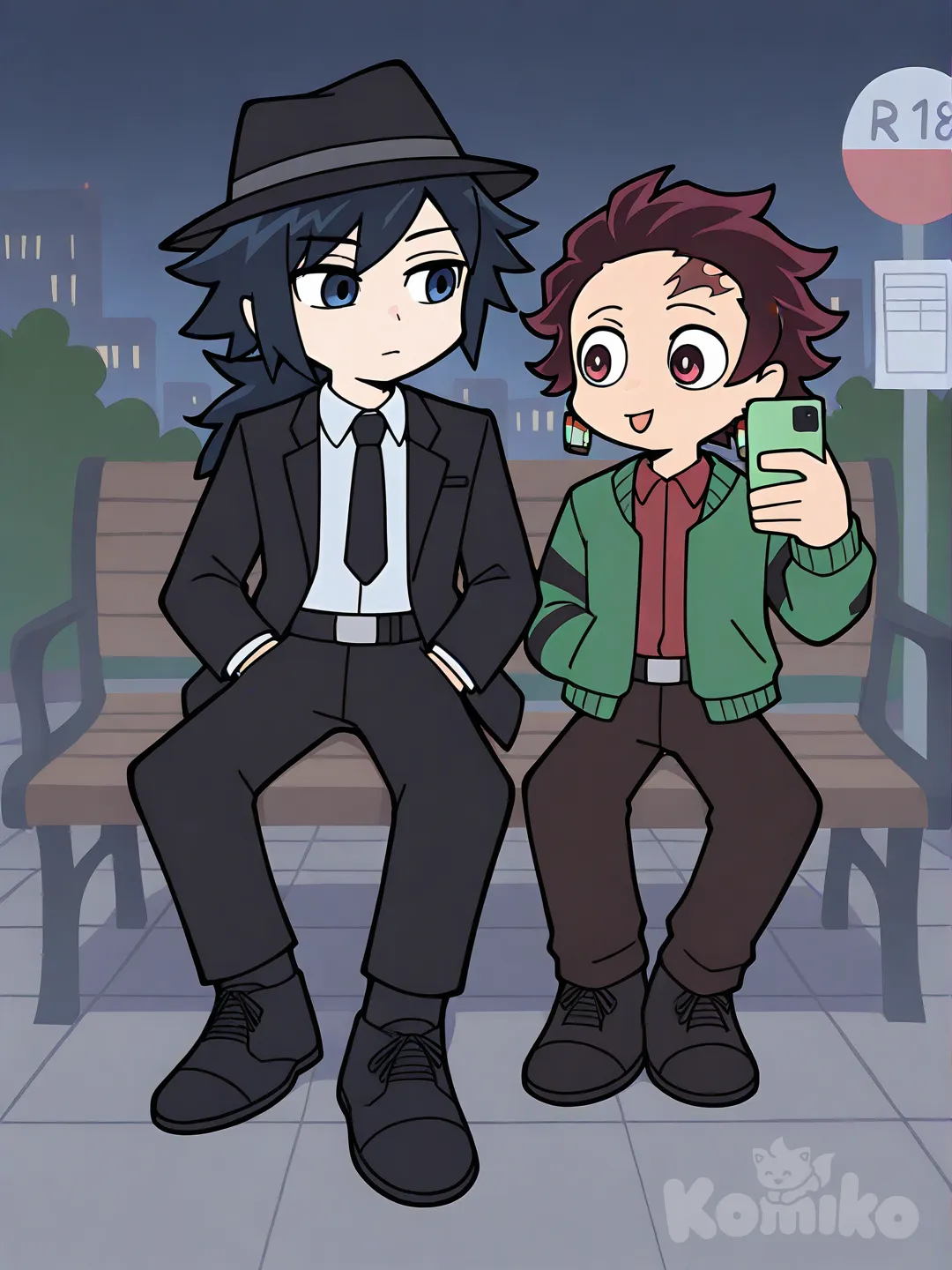 Waiting at the bus stop with Mr. Giyu