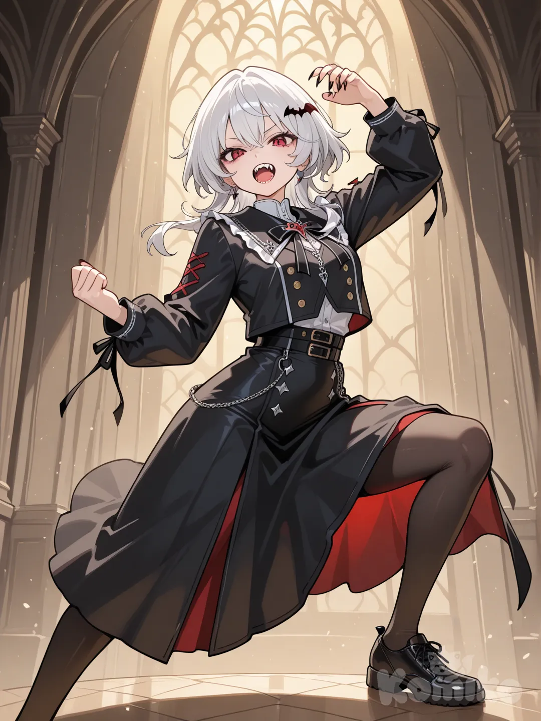 ตีสีแดง,อ้าปาก,เขี้ยวแวมไพร์,เปลี่ยนท่ายืน