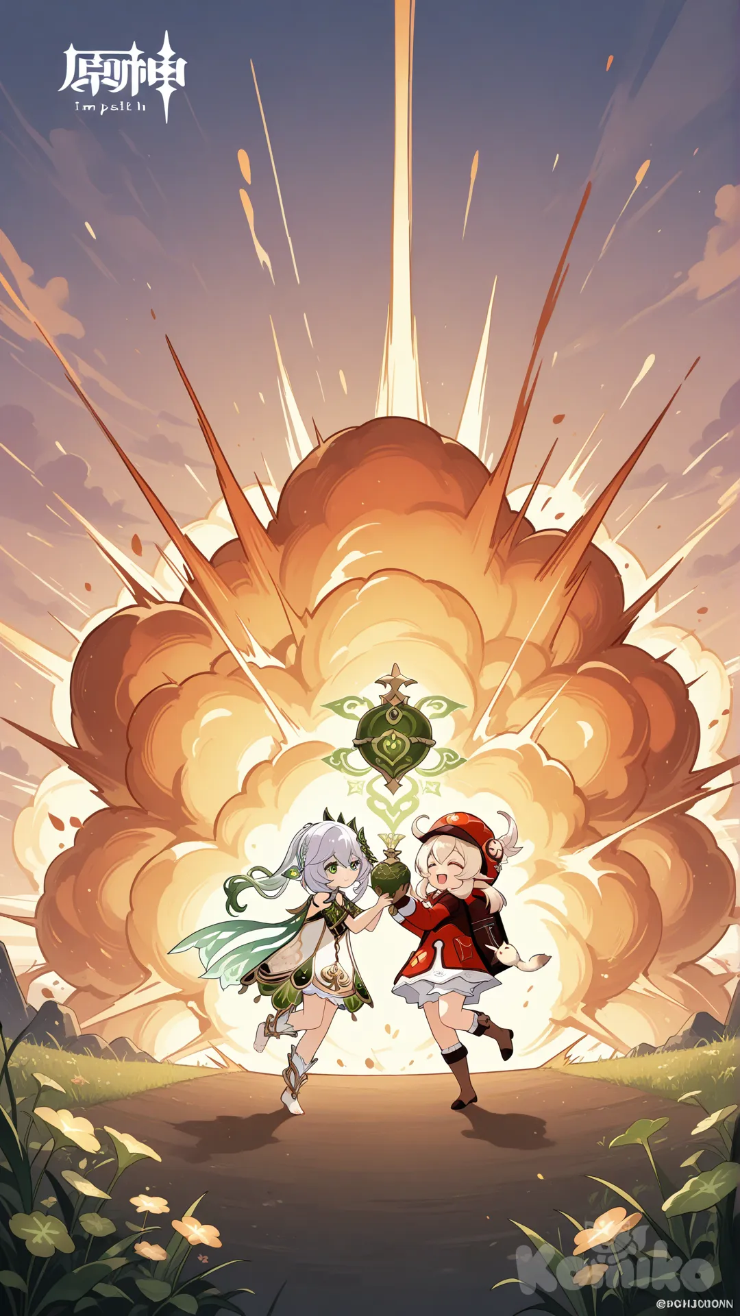 @Klee_(Genshin_Impact), @Nahida_(Genshin_Impact) brincando com seus poderes