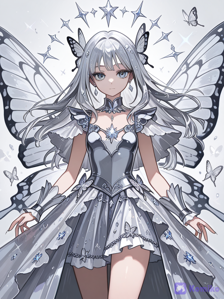 Nine year-old silver and she's a silver butterfly and she can shoot butterscotch out of her fingers butterscotch and she loved silver and she had a bunch of diamonds