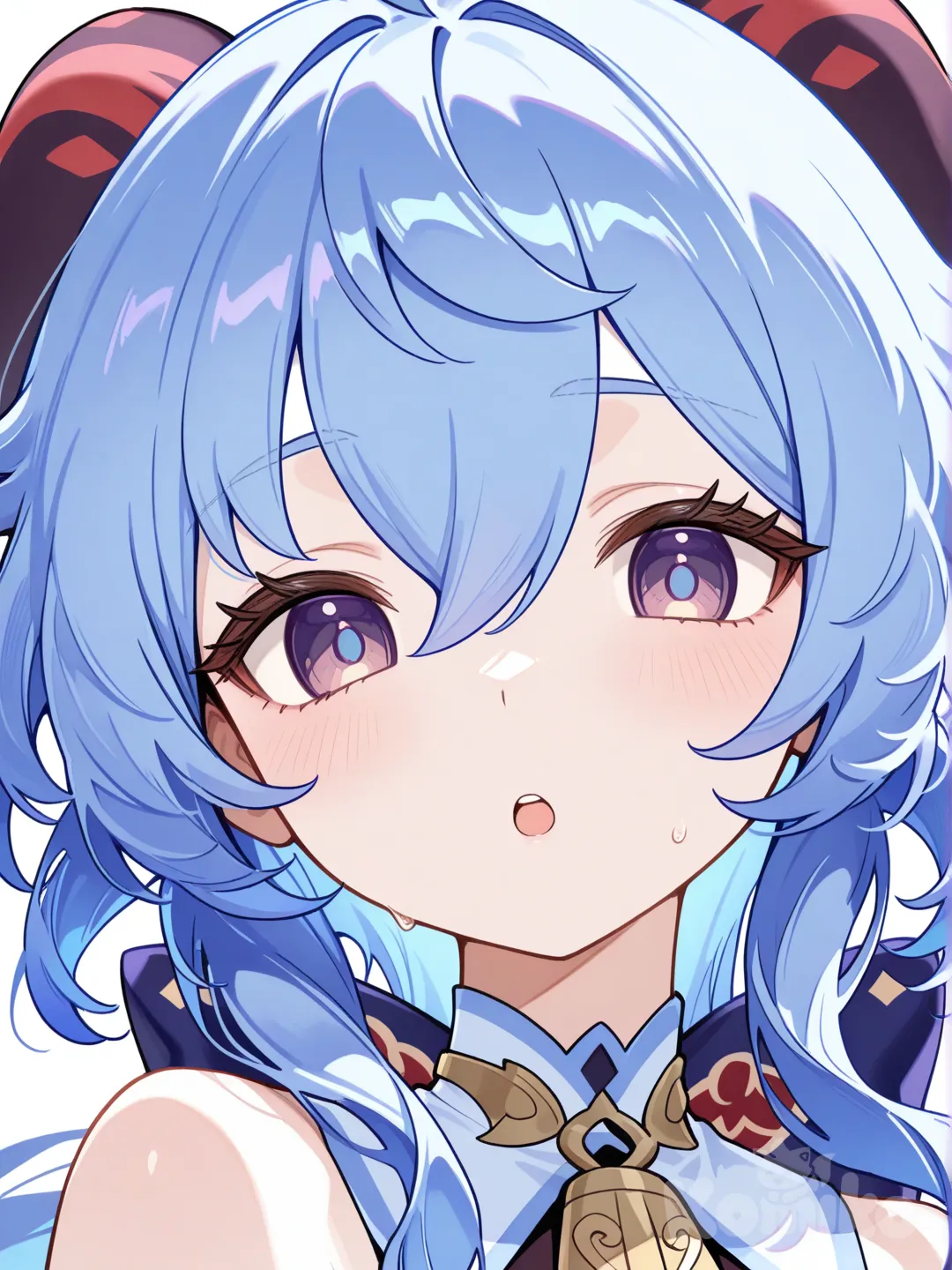 @Ganyu_(Genshin_Impact) buat ganyu sedang membuka mulut melihat ke kamera