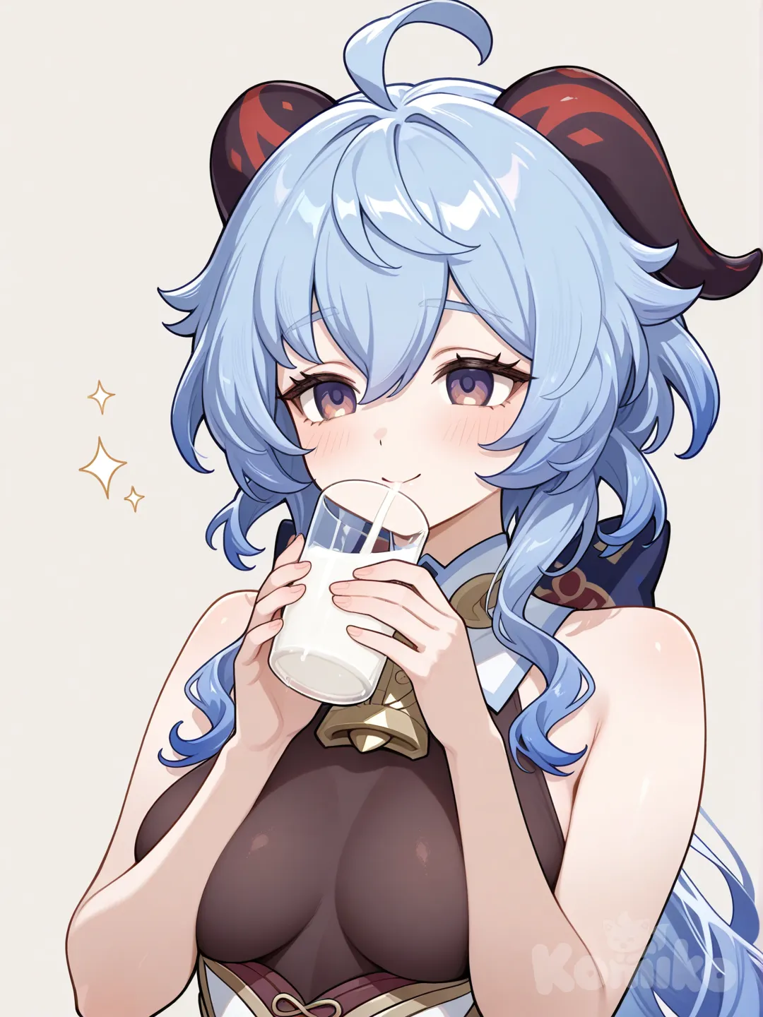 @Ganyu_(Genshin_Impact) drinking milk
