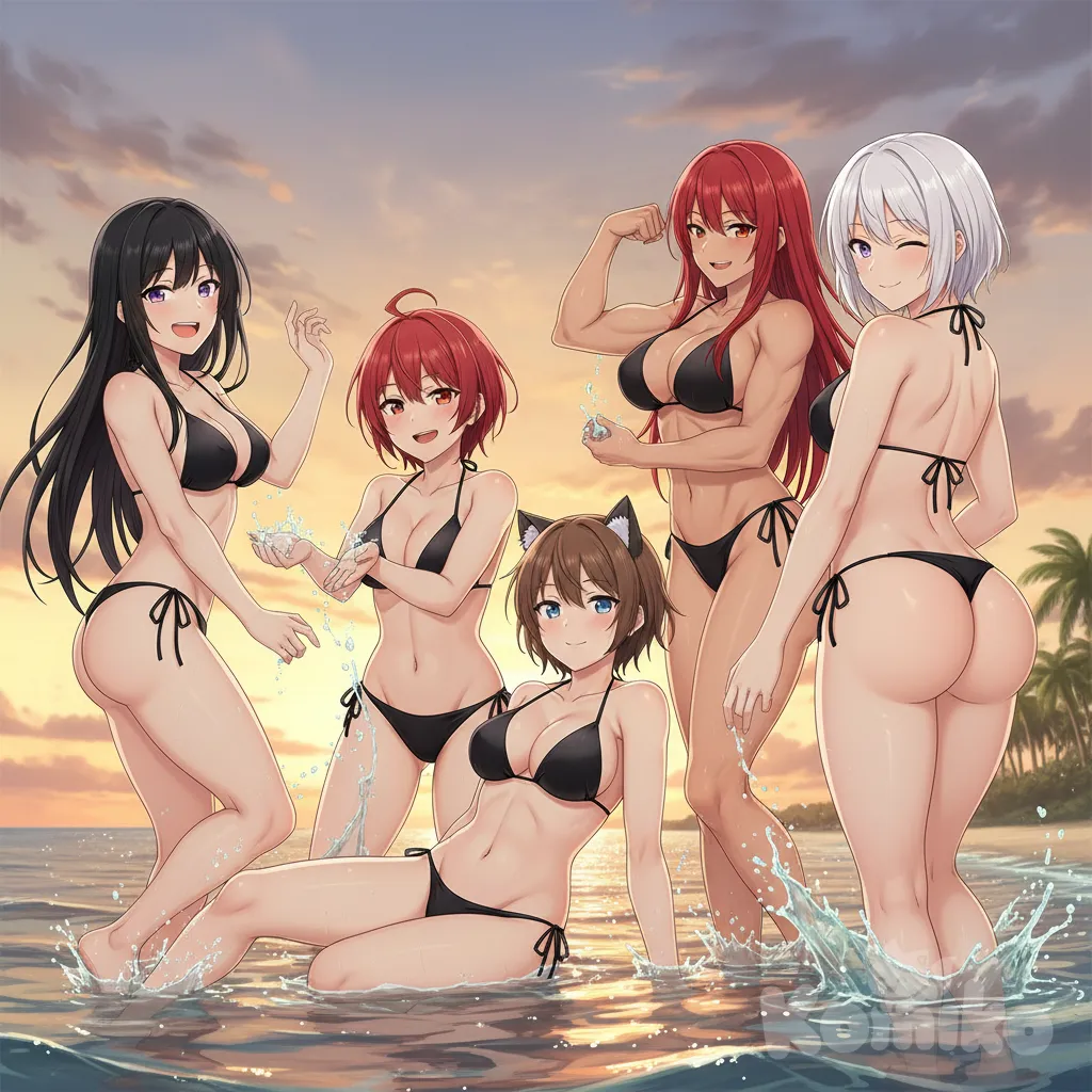 <teszen-fneK>, <olifar-mTjJ>, <amy-y76E>, <flare-ER9k>, <vera-ravii-Jd1f>, beach, little black bikini , laying down, Playing in the water, splash , ass , sexy , funny , sunny day, relaxed, anime style, anime style, anime style, anime style, anime style, anime style , have a wedgie, sunset, anime style, anime style
