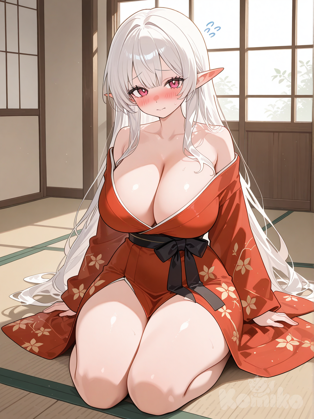 Sofía usando un kimono 