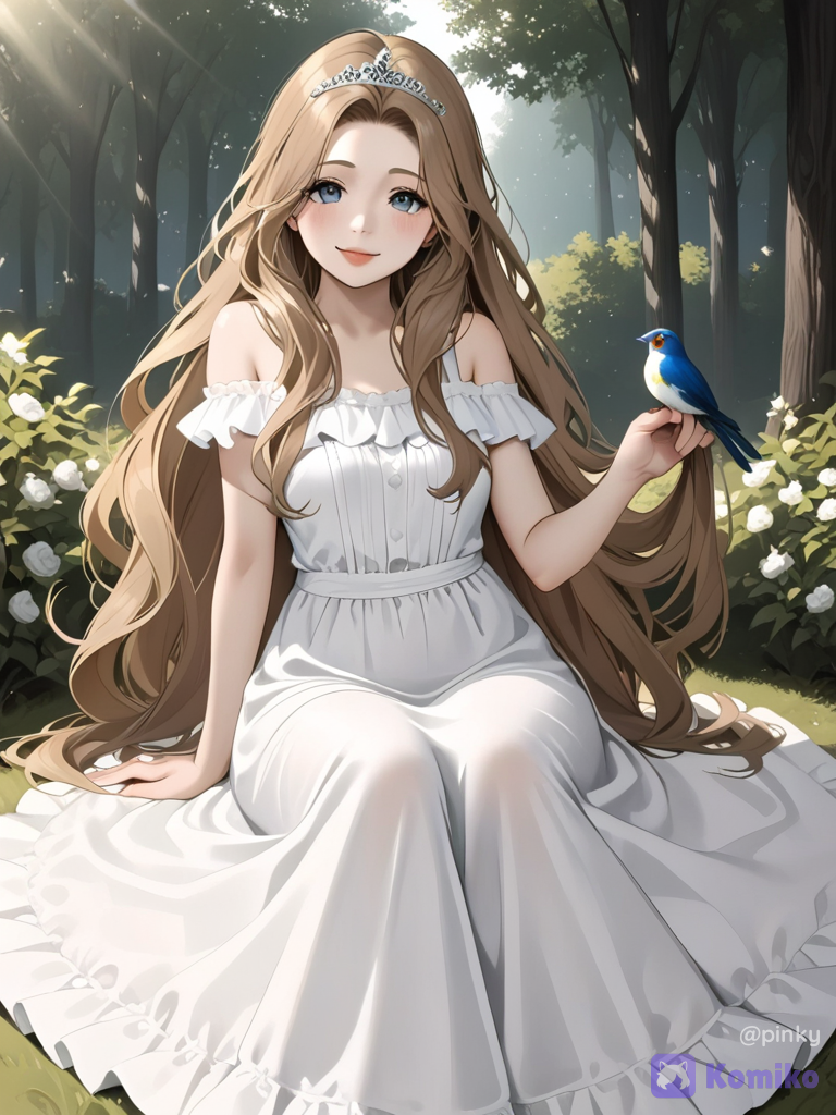 nunnally vi britannia, Cute shoulder-length hair,cosplay princess along with the birds in the garden[luminous-k-portrait-style]