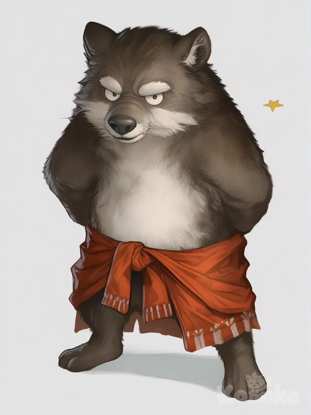 [semi-realistic-portrait-style] 1boy, solo, teenager, peci, sarung, single character, full body, looking at viewer, anime style, simple background, white background