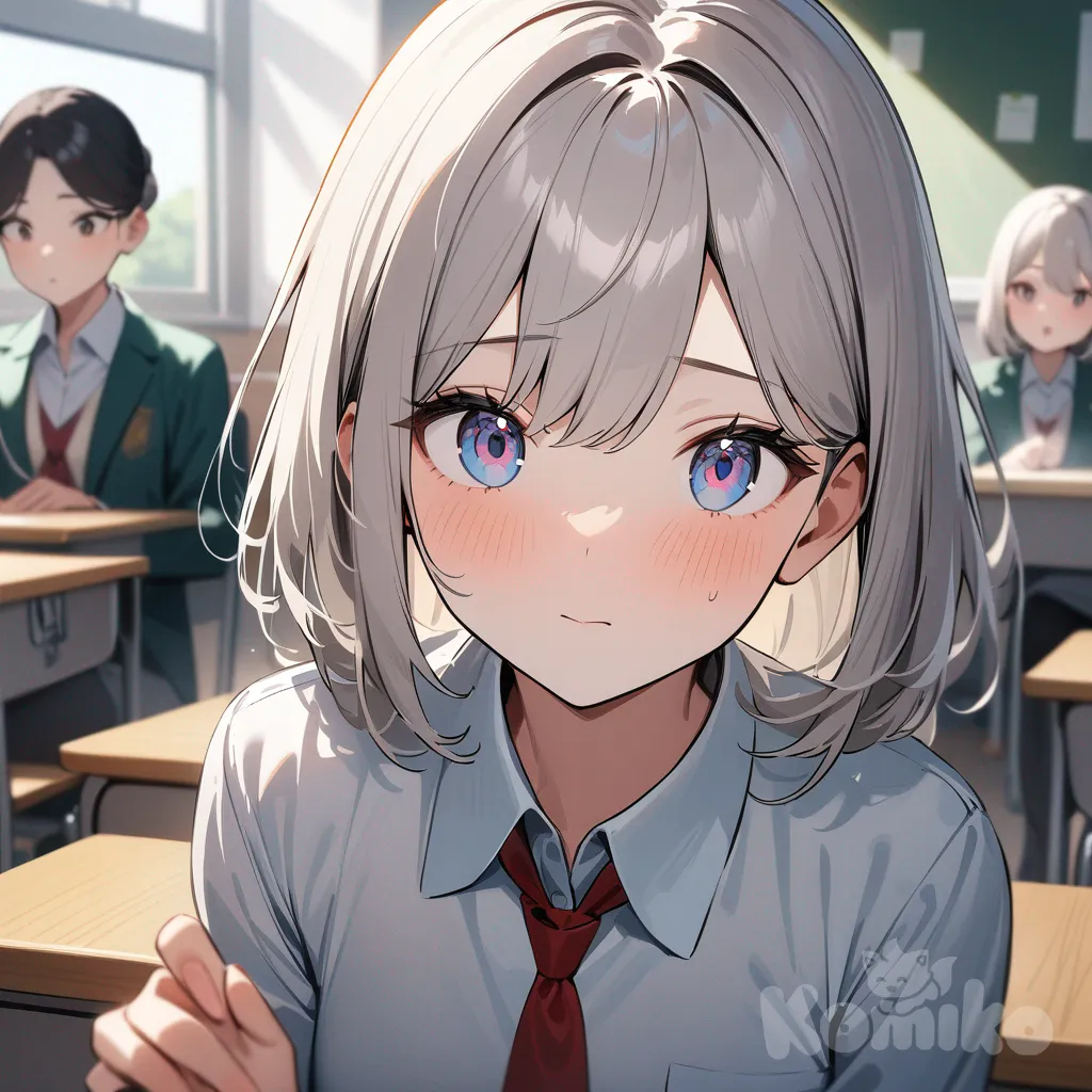 The beautiful excellent student girl, walked into the classroom, her classmates whispered, their eyes focused on her.